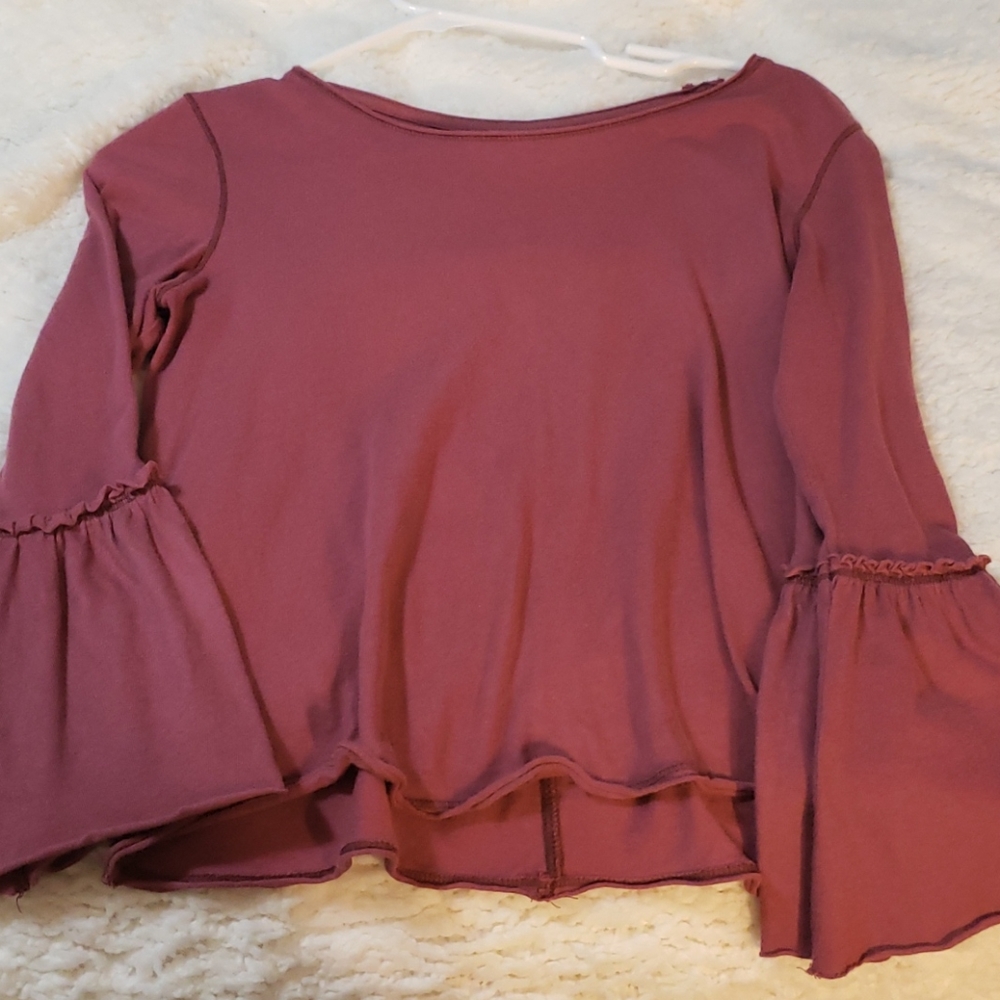 burgundy bell sleeve shirt